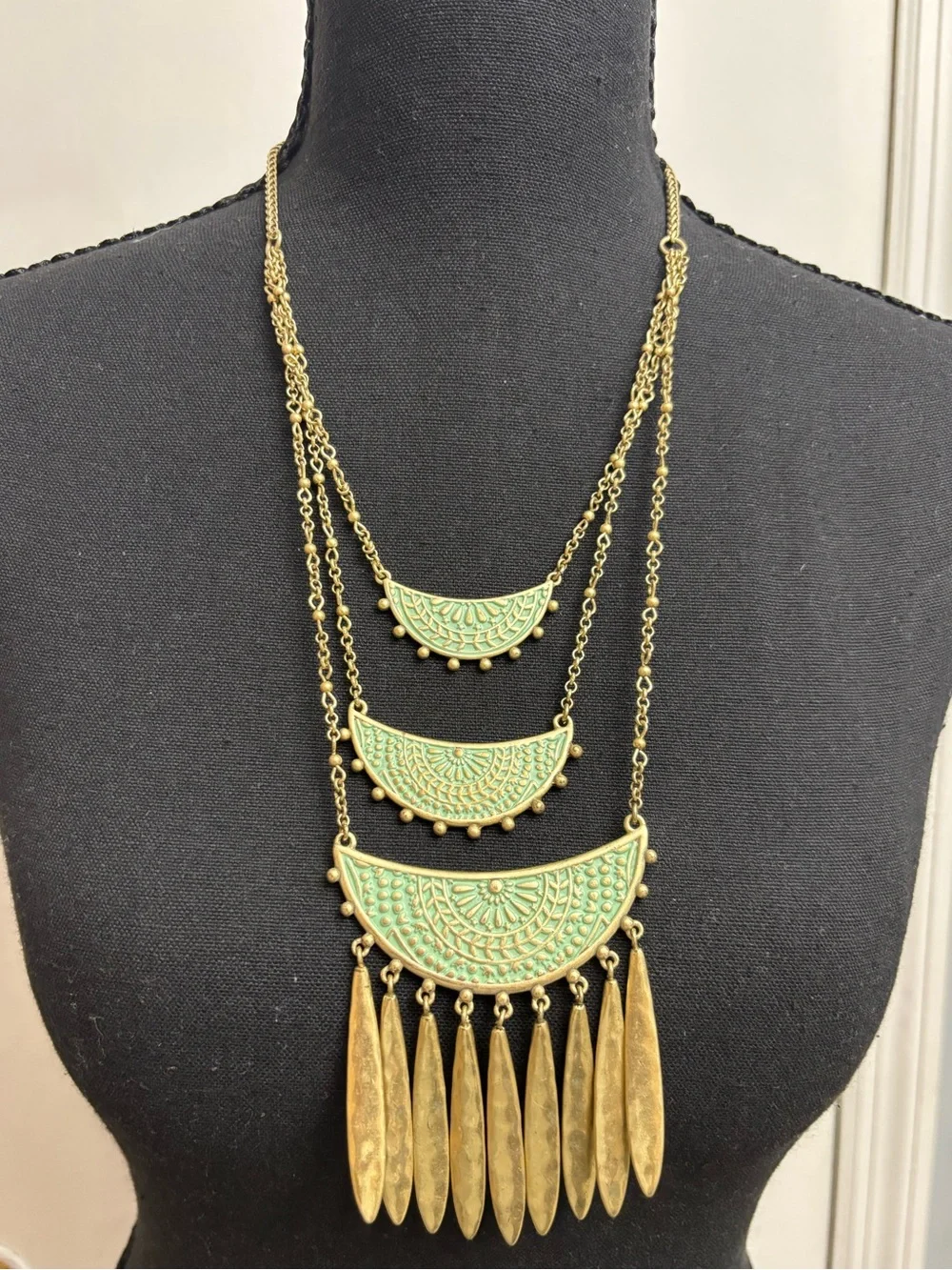 Lucky Brand Gold-Tone Necklace with Mint Enamel Crescent Pendants